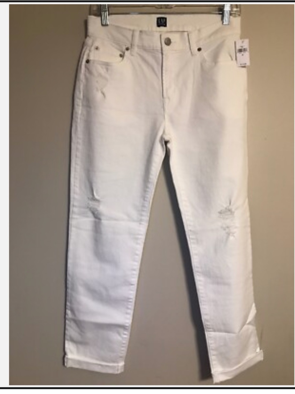 GAP Women’s White Best Girlfriend Jeans with Distressing - tall